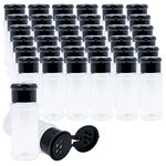 36 Pack Plastic Spice Jars, Small Spice Containers Spice Jars Bottles with Black Lids Reusable Round Seasoning Jars for Powders Herbs Spices Sauces Salt(3 Oz)