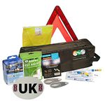 Family Motoring & Leisure 8 Piece European Travel Kit for Driving Abroad Quality Ultimate Safety Abroad European Travel Essentials storage bag & Emergency Roadside Breakdown Kit9