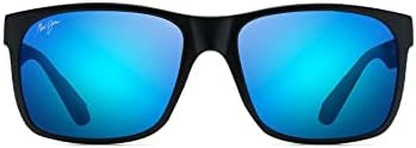 Maui Jim Unisex Red Sands Polarised Sunglasses, Matte Black/Blue Hawaii, Large