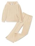 Arshiner Girls Clothing Sets Leisure Hoodie with Flared Trousers Set Kids Long Sleeve Clothe Set Fall Winter Fashion Outfit for Girls 9-10 Years