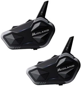 Midland - Motorcycle Intercom BTR1 Advanced Twin, Waterproof IPX6 Helmet Bluetooth Headset, 1.2Km Range, Conference for Up to 4 People, 23H Battery, Noise Cancellation, HD Audio, ECE2206 Compliant