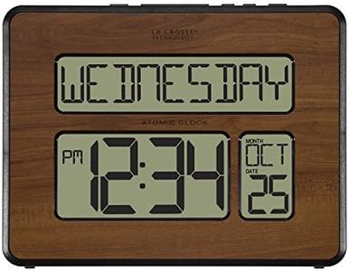 La Crosse Technology 513-1419-WA-INT Atomic Large Full Digital Calendar Clock, Walnut, 9.84" L x 1.14" W x 7.48" H