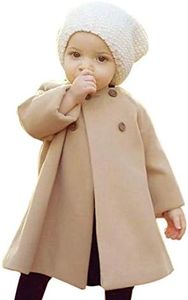 XFGLCK Toddler Baby Girls Coats Cloak Button Jacket Outerwear Fall Winter Clothes, Khaki, 2-3 Years