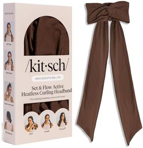Kitsch Set & Flow Active Heatless Curling Headband For Women – Achieves Heatless Curls Overnight, No Heat Damage | Heatless Curlers with Flexible Fit | Great During Gym, Travel - Chocolate Brown, 1pc