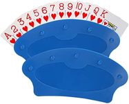 Neasyth Playing Card Holder, Fan Shape Free Standing Tray -Set of Two Poker Holders Plastic Hands-Free for Game Night Plastic Playing Cards,for Jumbo Bridge Euchre Cards Games, Blue Card Holder