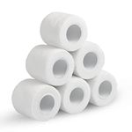 6 Rolls Cohesive Bandage, 5 cm x 4.5 m Yards Self Adherent Wrap Medical Tape Breathable Elastic Adhesive Bandage Athletic Sports Tape for Finger Ankle Wrist (White)