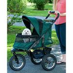 Pet Gear No-Zip AT3 Pet Stroller for Cats/Dogs, Zipperless Entry, Easy One-Hand Fold, Jogging Tires, Removable Liner, Cup Holder + Storage Basket, 2 Models, 4 Colors, New Forest Green