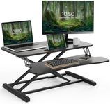 PUTORSEN 32 inch Standing Desk Converter, Height Adjustable Sit Stand Desk Converter for PC Computer Screens, Ergonomic Adjustable Desk Riser with 31 inch Keyboard Tray and Tablet Slot, Black