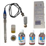 Lab Junction pH Electrode Rod Sensor Double Junction Refillable Facility of KCL Solution with Charger Bottle & Buffers 7.00 pH 4.00 pH and 9.20 pH Precaution Chart for pH Meter