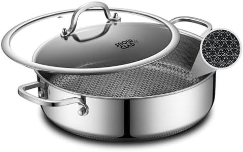 Saute Pan,Hybrid Non Stick 5 Quart Everyday Braiser pan,Chicken Fryer, PFOA Free Cookware,12 inch Deep Frying Pans with Lid,Dishwasher and Oven Safe,Works on Induction,Ceramic and Gas Cooktops
