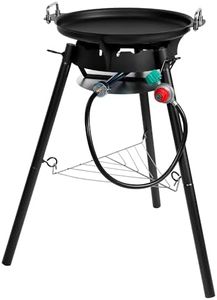 RYHOFOUD Paella Pan Set with Burner, 16 Inch Carbon Steel Outdoor Pan and Reinforced/Adjustion Legsfor Outdoor Cooking-Q044-2