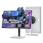 KTC 4K Gaming Monitor 27 Inch | Dual Mode 4K@160Hz / FHD@320Hz Seamless Switching | Fast IPS Panel | 1ms Response Time | HDR400 | Adaptive Sync | 125% sRGB, 97% DCI-P3, ΔE<2 | USB C 90W | KVM | White