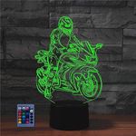 HPBN8 Ltd 3D Motorcycle Night Light Lamp 7/16 Color Change LED Lamp USB Powered Remote Control Decor Table Decorations Valentines Room Decoration Birthday