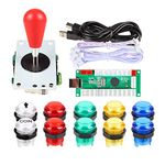 EG STARTS 1 Player LED Arcade DIY Part Kit USB Encoder to PC Gamepads Ellipse & Oval Style Bat Joystick + 5V LED Arcade Buttons for Video Games Mame Raspberry Pi Arcade1up (Clear Mix Colors)