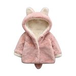 Bold N Elegant Wool Fur Warm Winter Kids Outerwear Hood Baby Jacket Coat Blanket with Rainbow stripes for Infant Toddler Boy Girl Kids (1-2 Years, Pink)