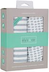 Ely’s & Co. Patent Pending Waterproof Changing Pad Cover|Cradle Sheet 2-Pack Set for Baby Boy - 100% Cotton, Jersey Knit Cotton Sheets with Waterproof Lining — Misty Blue, Stripes and Splashes