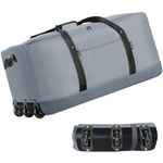 Finnhomy 120L Foldable Rolling Duffel hebing, Grey, Large Capacity Duffel Bag with 3 Wheels