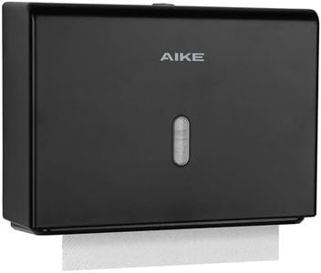AIKE 200 Sheets Wall Mount Paper Towel Dispenser with Clear Window.Fit Multifold Paper Size 10"x3.1" or Smaller,Black Finish
