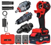 JPT 3-in-1 21V Brushless Cordless Multi-Tool Kit, 3-Speed Power Unit with Impact Drill/Driver, Impact Wrench, 2-20 Rotary Hammer Attachment