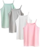 Anntry 2-8 Years Little Girls Solid Colors Soft Camisole Undershirts 4 Pack Kids Comfort Breathable Tank Tops