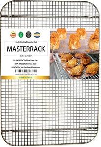 MASTERRACK 100% 304 Stainless Steel Cooling Rack and Wire Grate for Full Size Sheet Bun Pan,Real Heavy Duty 3.20LB, Roasting,Drying,Commercial Quality, Healthy Material