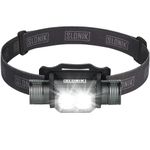 SLONIK Rechargeable Headlamp for Adults 1000 Lumens Super Bright 600 ft Beam LED Headlamp 2200mAh Battery – Lightweight, Heavy-Duty, IPX8 Waterproof Hard Hat Light – Camping, Running Headlight (Black)