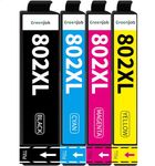 Greenjob 802XL Remanufactured Ink Cartridges Replacement for Epson 802XL Ink Cartridges 802 XL T802 T802XL to use with WF-4720 WF-4730 WF-4734 WF-4740 EC-4040 EC-4030 EC-4020 Printer (4 Pack)