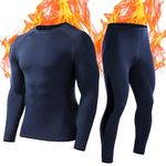 Roadbox Mens Thermal Underwear Fleece Lined Long Sleeve Tops & Tights Athletic Warm Base Layer as