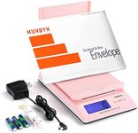 MUNBYN Digital Postal Scale Canada, 66lbsx0.1oz Shipping Scale Canadian, with Soft Tape Measure, Hold Tare Pcs Fonciton, Batteries AC Adapter Included, Pink