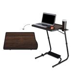 TABLE MAGIC - Pro with Footrest Extended Work Space Laptop Table Mat Finish Wood Finish Laminated top, Multipurpose Height Adjustable Work Study Tv Tray Table Lap Desk (Pro-Executive Classic Walnut)