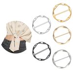 5PCS Silk Scarf Ring Clip T-shirt Tie Clips for Women scarf rings and slides Fashion Metal Circle Buckles for Women's Clothing shirt clips Versatile Clothing Wrap Holders, Small, Metal, No Gemstone