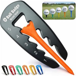Ball Badge HeightRight Adjustable Golf Tee Height Tool – Precision Tee Height Setter for Consistent Swings, Durable Aluminum Design, Easy-to-Use Golf Training Aid (Grey)
