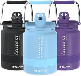 COLDEST Sports Water Bottle (Straw Lid), Leak Proof, Vacuum Insulated Stainless Steel, Hot Cold, Double Walled, Metal Canteen Growler Jug (Fusion Blue, Half Gallon)