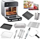 GoWISE USA 14.7-Quart Air Fryer Grill with Dual Heating Elements & Oven with Rotisserie, Dehydrator, Preheat and Broil Functions + 11 Accessories with 2 Recipe Books (Stainless Steel/Black), Ultimate