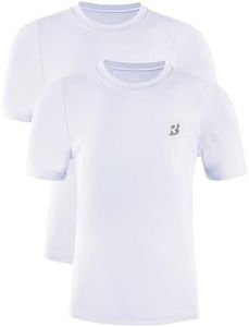 Roadbox Boys Girls Compression Shirt, 2 Pack Youth Short Sleeve Undershirts for Basketball Baseball Soccer, Quick Dry Athletic Kids Base Layer T-Shirt