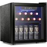 Antarctic Star 12 Bottle 48 Can Wine Cooler/Cabinet Beverage Refrigerator Mini Fridge Low Noise Clear Glass Door Counter Top Cellar for Beer Soda Bar 1.3 cu.ft Black