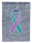 Caroline's Treasures AN1217GF Teal, Pink and Blue Ribbon for Thyroid Cancer Awareness Flag, Small, Multicolor