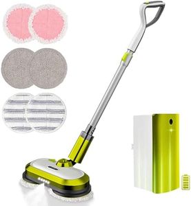 VMAI Cordless Electric Spin Mop with LED Headlight, Water Spray, 300ml Water Tank & Plastic Head, Powerful Floor Cleaner Up to 60mins, Polisher for Hardwood, Tile Floors, Quiet Cleaning/Waxing, Green