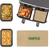 Air Fryer Liners Disposable for Ninja 100Piece Air Fryer Parchment Paper Liners for Ninja DZ201 2-Basket Indoor Grill Accessories Perforated Rectangle Air Fryer Liner Sheets(8.1x5.1 in)