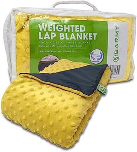 BARMY Weighted Lap Pad for Kids (24”x24”, 5lbs, 8 Colors) Weighted Lap Blanket with Removable, Washable Cover, Sensory Lap Pad for Child, Teen, Dogs, 100% Cotton Inner Weighted Blanket, Yellow