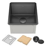 KRAUS Kore 17" Undermount Workstation 16 Gauge Stainless Steel Single Bowl Kitchen Bar Sink with Accessories