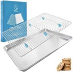 Baking Sheet with Cooling Rack Set - (18” x 13” Pan / 16.8” x 11.8” Rack) Heavy-Duty Aluminum Cookie Half Sheets Oven Tray with Stainless Steel Roasting Wire - Includes Silicone Feet for Cooking Racks