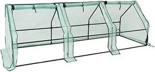 Sunnydaze Outdoor Portable Mini Cloche Greenhouse with 3 Zipper Doors - Green