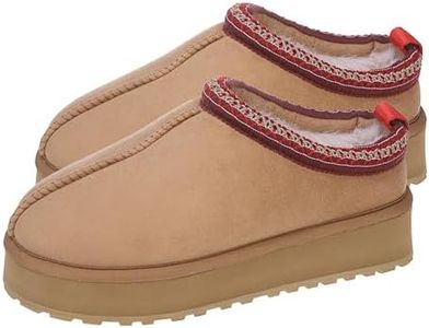 Forfoot Slippers for Women, Women's Slippers Platform Boots Ankle Boots for Women Fluffy Slippers for Women For Indoor Outdoor Khaki 8-9