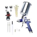 Yaetek HVLP Gravity Feed Air Spray Gun with 3 Nozzles 1.4mm 1.7mm 2.5mm, 1000cc (1L) Aluminum Cup, True Micrometer Air Regulator with Gauge for Car/Home Domestic/Industrial Primer