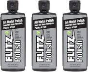 Flitz Multi Purpose Metal Polish Liquid - 3.4oz Bottle of USA-Made Tarnish Remover - for Aluminum, Chrome, Brass, Nickel, Silver - Non-Abrasive Metal Cleaner and Polish, Restorer (3 Pack)