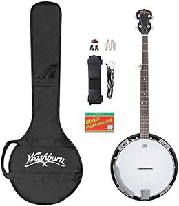 Washburn Americana Series B8-Pack 5-String Banjo Kit with Gig Bag, Picks, Pitch Pipe, Strap, Instructional Book, Great for Folk, Bluegrass, Country Music, Clawhammer Style, Dixieland Jazz, Calypso