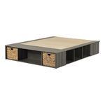 South Shore Furniture Prairie Storage Bed with Baskets Gray Maple, Farmhouse