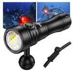 Wurkkos DL08 Diving Light, 3600 Lumens Rechargeable Underwater Diving Lights with Red and UV Light, IP68 Underwater Video with Infinite Brightness Adjustment and 5000mAh Battery for Night Diving