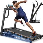 Decorcn Folding Treadmill for Home, 4.5HP, 20 Incline Levels, 1km/h-16km/h, 150KG limited, Running Machine for Heavy People with LED, Bluetooth Speakers, Silent Walking Pad for Home Office Gym